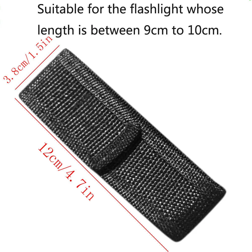 12cmx3.8cm Nylon LED Flashlight Torch Holster Holder case Adhesive Belt small Pouch Case Outdoor Camping Hiking Portable Belt