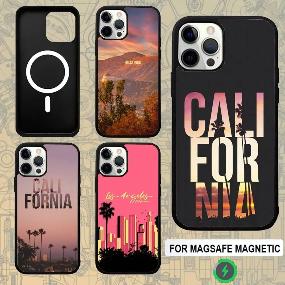 

Travel Los Angeles California Phone Case For IPhone 16e,16,15,Pro,Max,14,Plus,13,12,11 Magesafe Magnetic Wireless Charge Cover