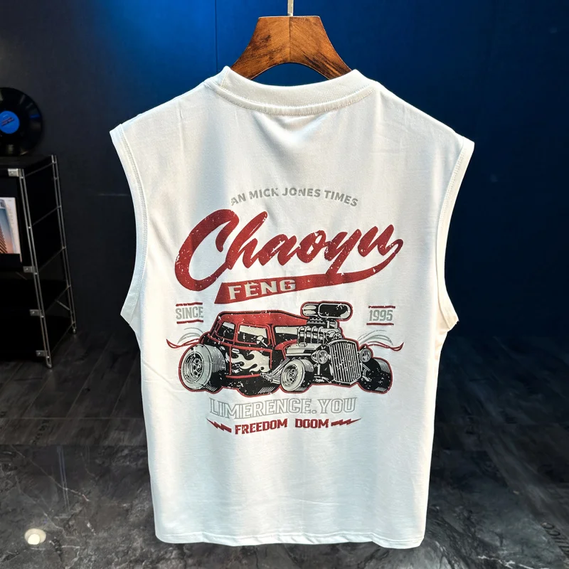 Summer new American loose vest men's sports sleeveless T-shirt printed fitness basketball  sweatshirt