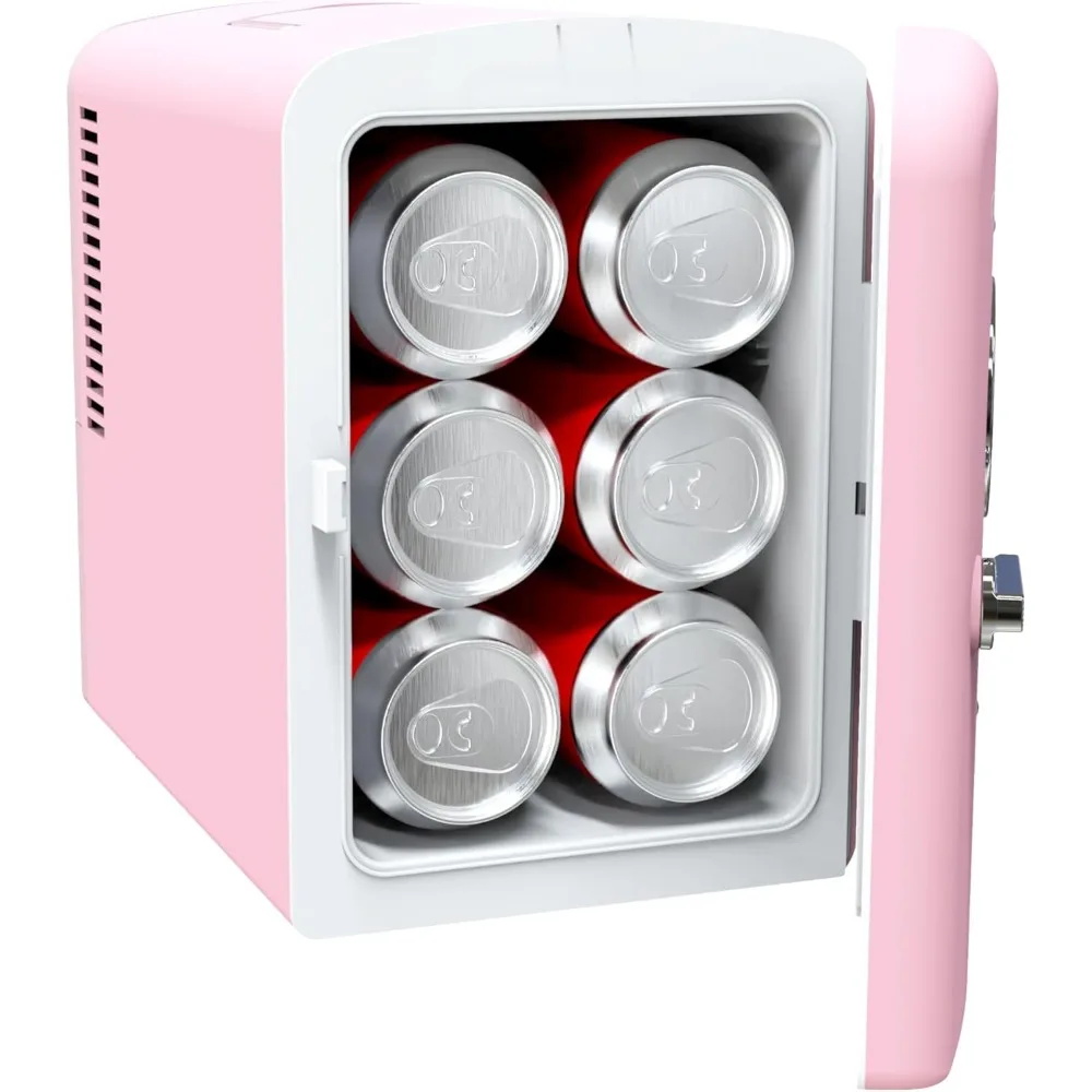 Persönlicher Retro-Mini-Kühlschrank, fasst bis zu 9 Dosen, tragbar für Auto, Büro, Schlafzimmer, Schlafsaal oder Hütte, inklusive 110 V AC