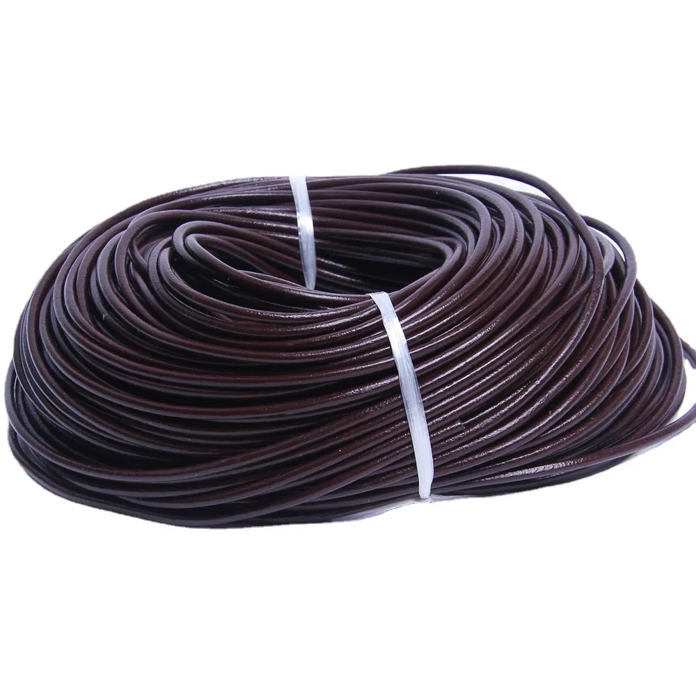 2m/Lot Brown Genuine Leather Cord 1/2/3/4/5/6/8mm Round Flat Leather Strap Rope String for DIY Bracelet Necklace Jewelry Making