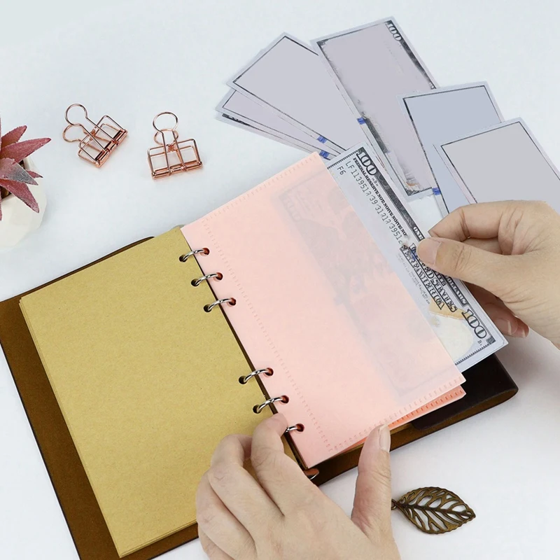 A6 바인더 포켓 6 홀, 6 링 예산용 현금 봉투, 내구성 높은 품질, 20 개