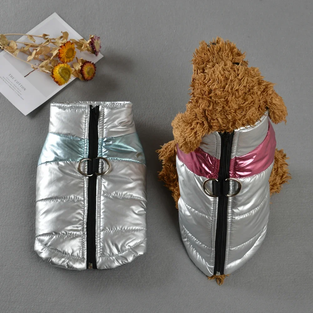 Automne hiver animaux veste manteau argent imperméable chaud chien vêtements pour petits chiens moyens chats chiot poméranien Yorkshire tenues