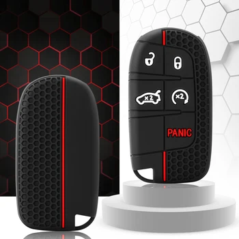 Funda de silicona para llave de coche, funda protectora para Jeep Grand Cherokee Compass Dodge Charger Chrysler 200 300 300C, llavero, piezas de automóvil