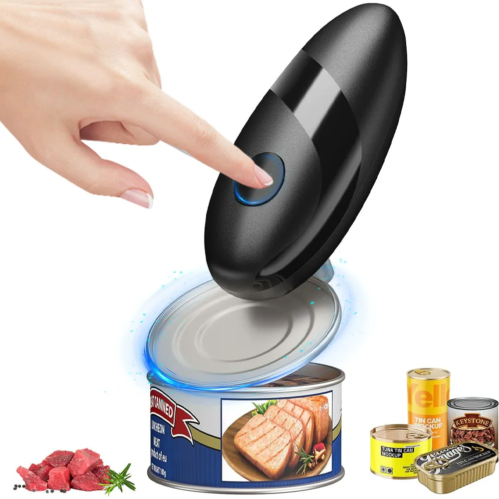 One Touch Electric Can Opener Fits All Can Sizes, Battery Operated Can Opener,Smooth Edge, Kitchen Gadgets Automatic Can Opener