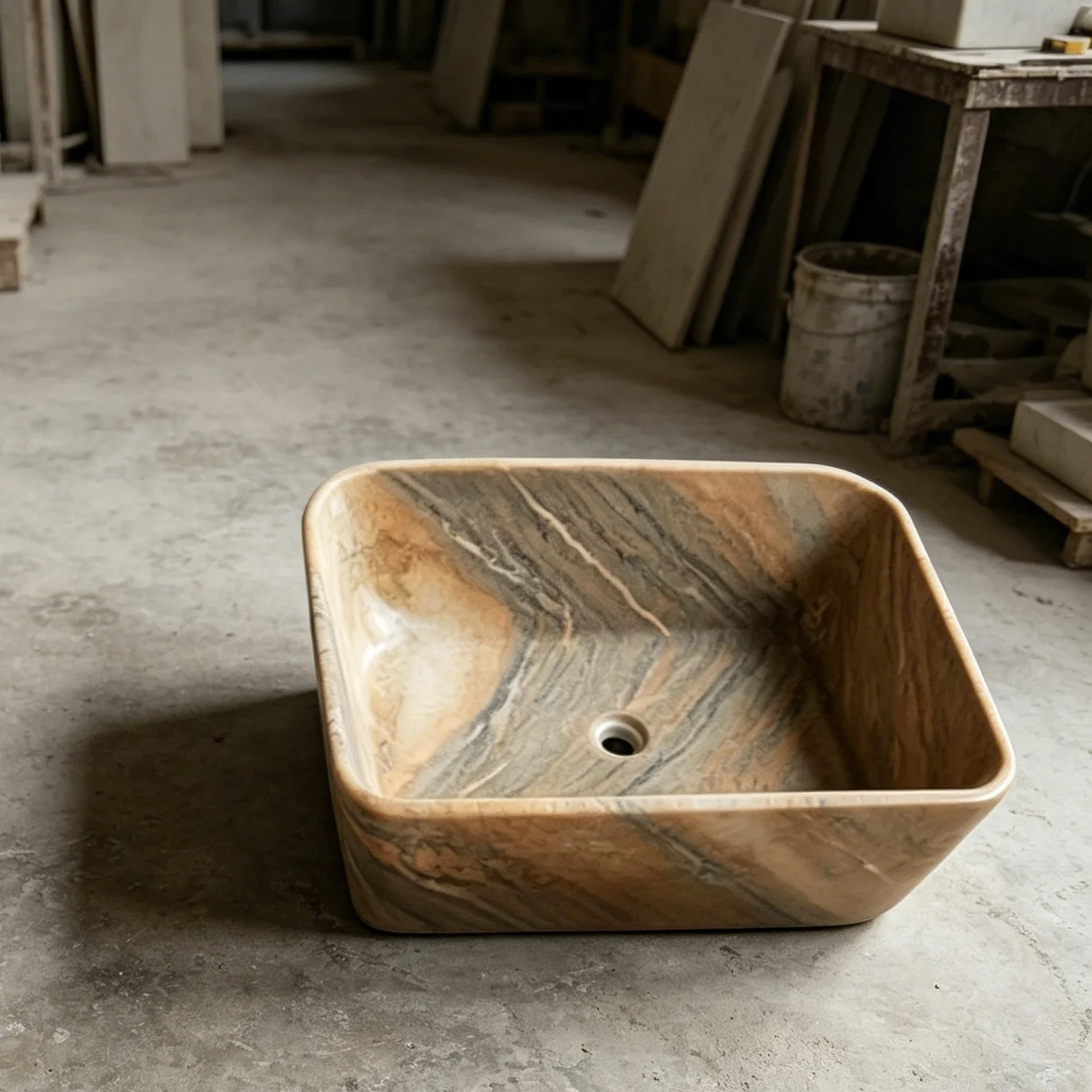 #￥Wholesale 100x50 Yellow Natural Marble Bathroom Vanity Top with Stone Sink Basin for Hotel Toilet Hand Wash