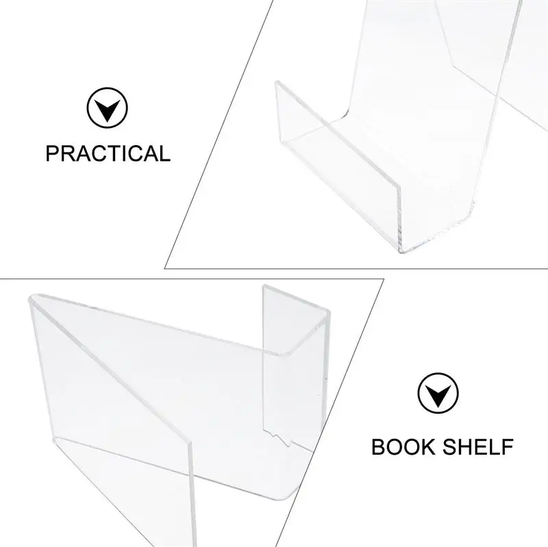 2pcs Book Display Stand Desktop Book Holder Transparent Acrylic Book Shelf Vertical Book Textbook Display Stand