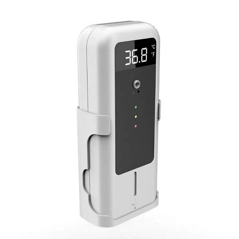 

Wall mounted Auto touchless IR sensor hand sanitizer dispenser with Body temperature monitoring