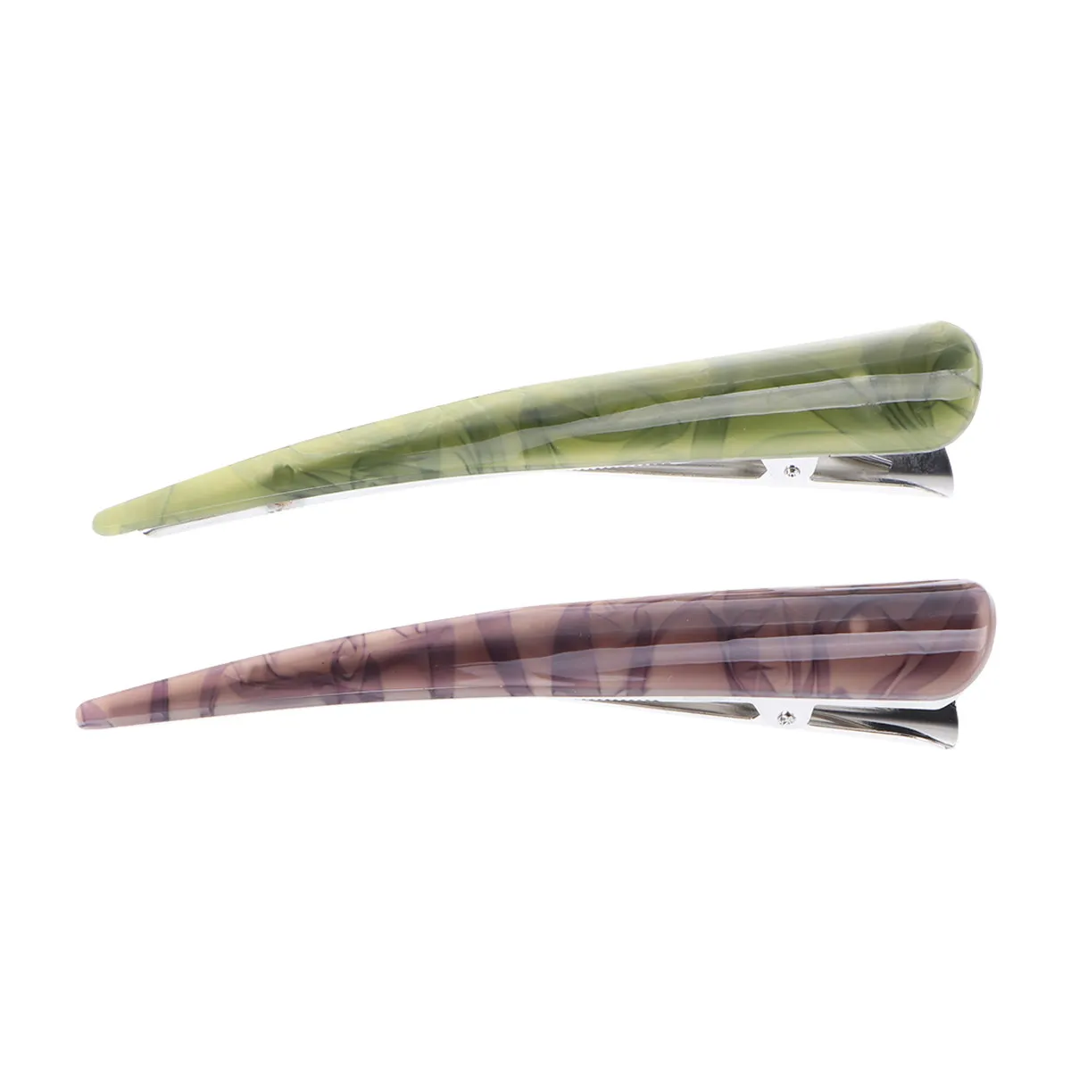 2Pcs Premium Duckbill Hair Clips Acrylic Non-Slip Strong Grip for Hair Dye Styling Salon Sectioning Face Mask Use Green Grey