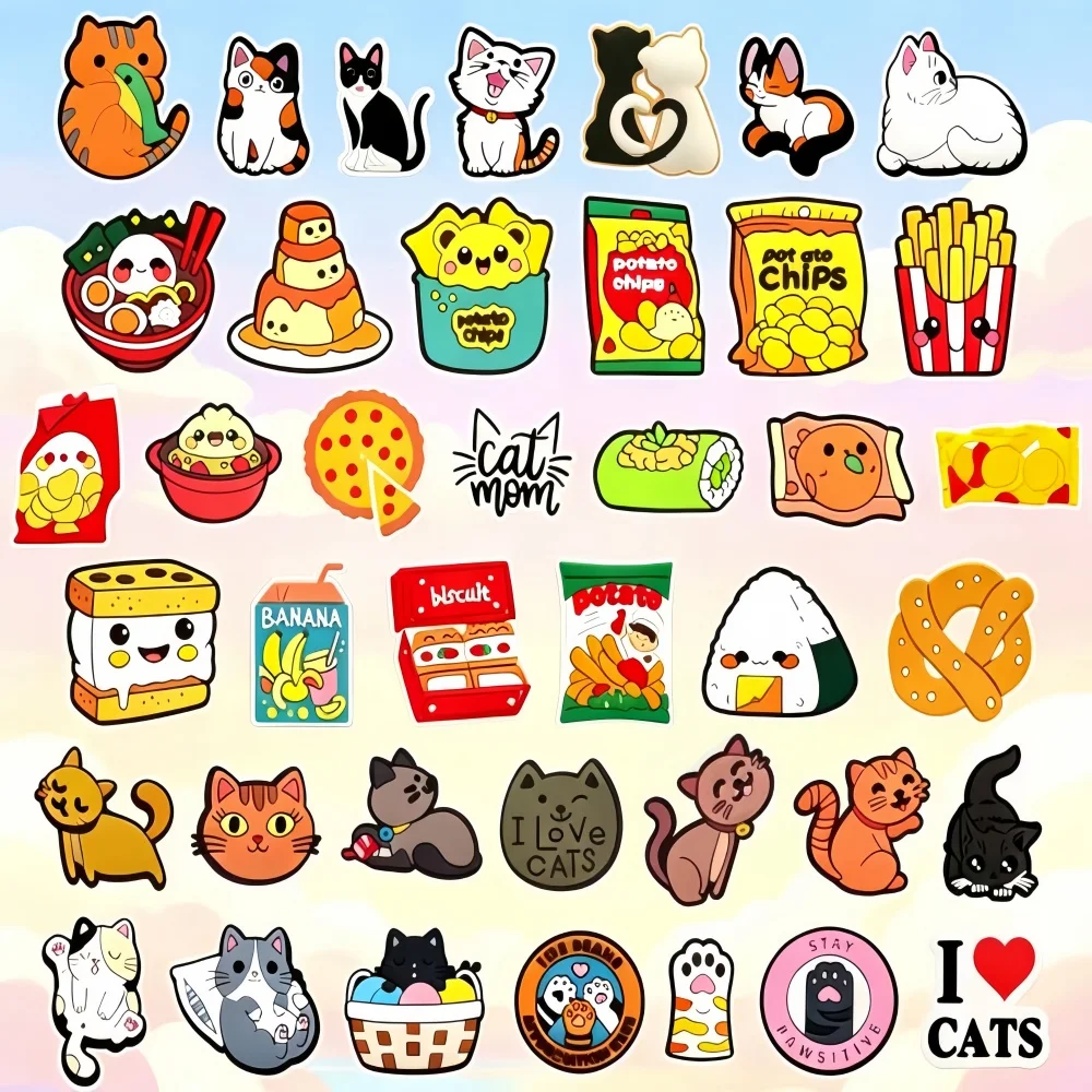 40Pcs Drink Shoe Charms Cute Cat Shoe Decoration for  Boys Girls Kids Women Men Crocs Accessories Party Favor
