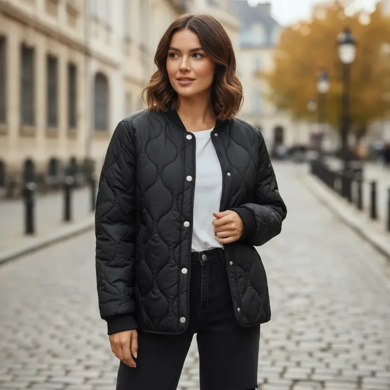 

Abrigo Acolchado Tipo Parkas Para Mujer Con Botones Y Bolsil