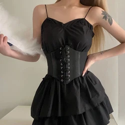 Ceinture Corset Gothique en Cuir PU pour Femme, Large, Taille artificiel astique, Amincissante, à la Mode