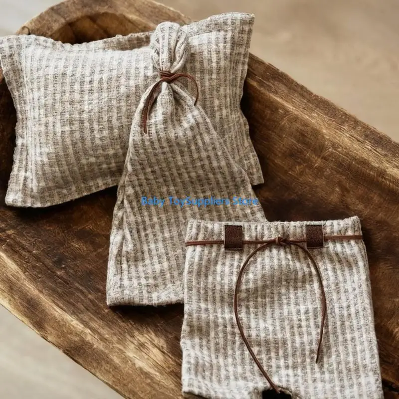 R1WF الأطفال الصغار التصوير الدعائم الوليد التصوير زي محبوك قبعة وسادة السراويل