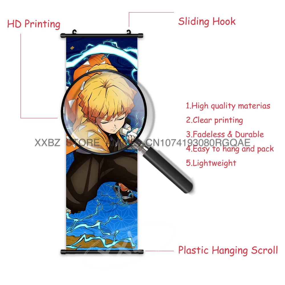 Demon Slayer Scroll Bild Anime Hängendes Gemälde Kamado Tanjirou Poster Home Decor Wandkunst Leinwand Geschenk für Kindertag – Detail 6