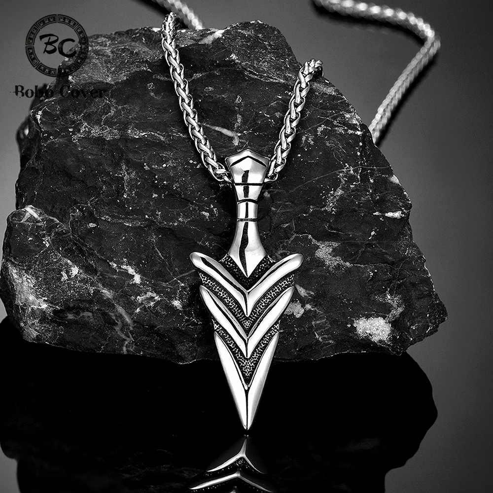 Norse Mythology Odin\'s Spear Gungnir Necklaces Men Retro Stainless Steel Viking Pendant Scandinavian Amulet Self-defense Jewelry