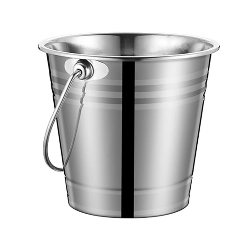 Stainless Steel Ice Bucket Portable Ice Chiller Cooler with Comfortable Handle