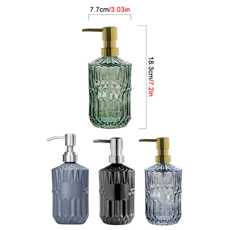 Glass Lotion Bottle Manual Press Soap Dispenser Bottle Fillable Shower Gel Shampoo Container Bottles for Bathroom Kitchen