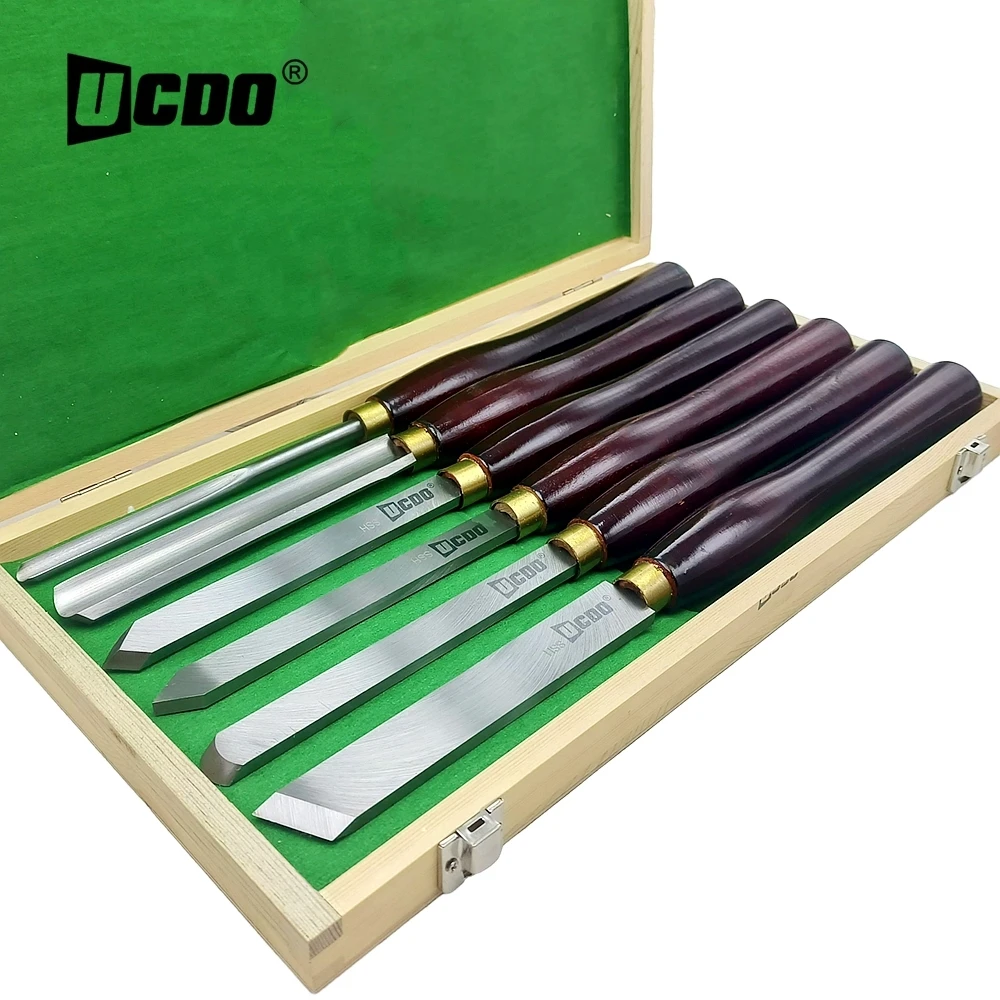 Ucdo Hss Torno de Madeira Girando Cinzel Pcs Conjunto 420 mm Tigela Gouge Madeira Virando Ferramenta Raspador Skew Parting Spindle Roughing para Torno