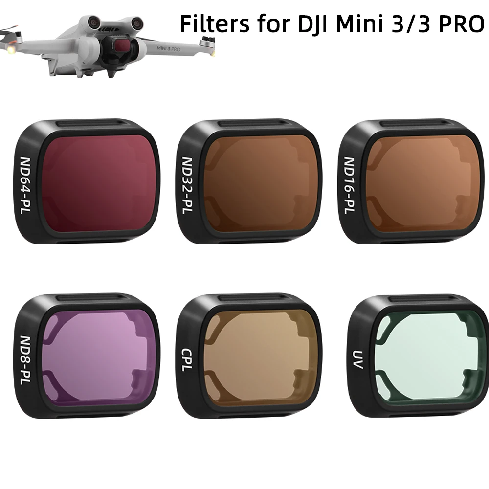 Drone Lens Filters for DJI Mini 3 PRO HD UV CPL ND8 ND16 ND32 ND64/PL Waterproof Filters Kit for DJI Mini 3 Accessories