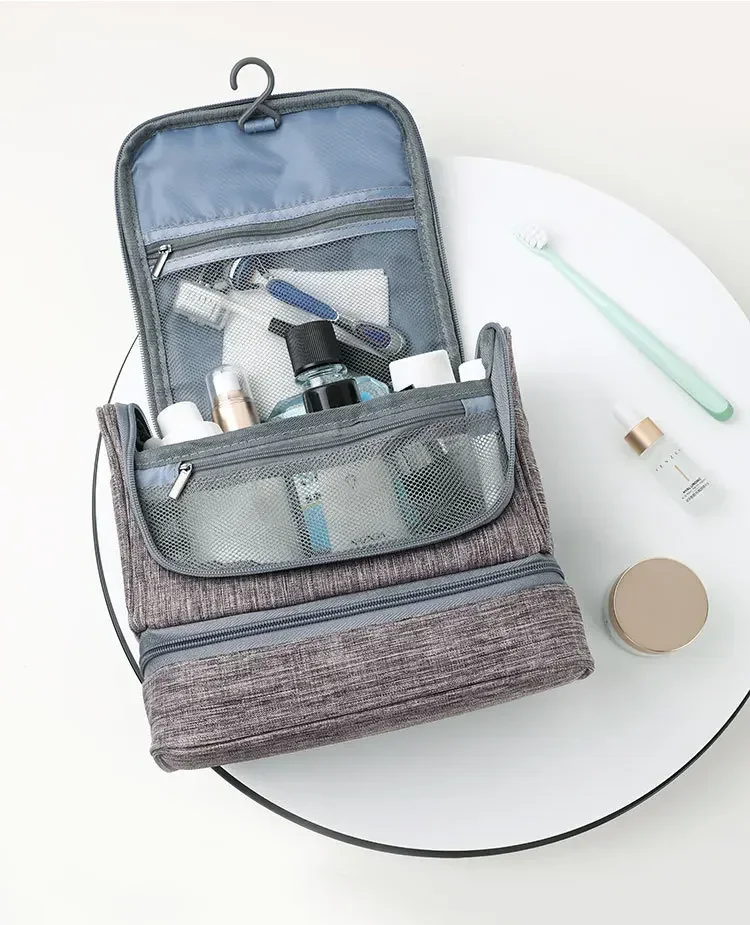 Reise-Toilettentasche mit Trocken-Nass-Trennung und Haken, Große Kapazität, Hängende Kosmetik-Organizer-Tasche für Männer und Frauen, Tragbare Waschtasche – Detail 14