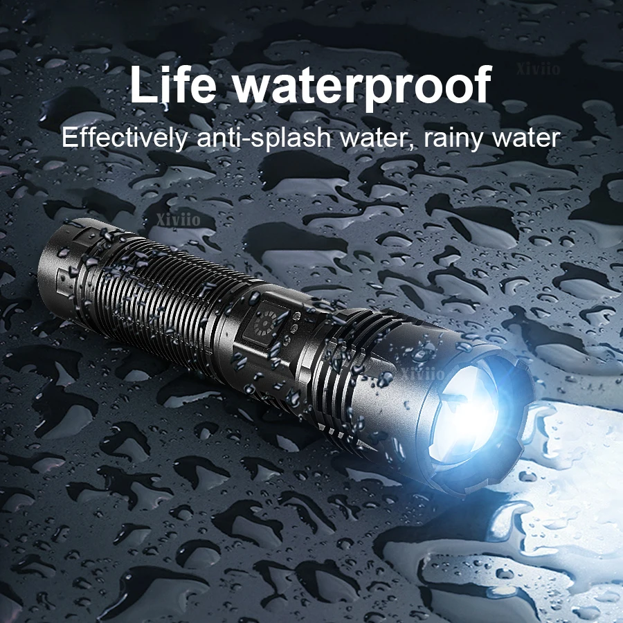 Super Portable Rechargeable Flashlight 800WLED Strong Light High Power Torch Aluminum Alloy Tactical Lamp XHP50 Small Flashlight