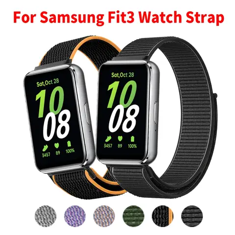 삼성 갤럭시 핏 3 용 나일론 루프 스트랩, 조절식 탄성 팔찌 시계 밴드, 아이워치, 삼성 갤럭시 핏 3 밴드 액세서리