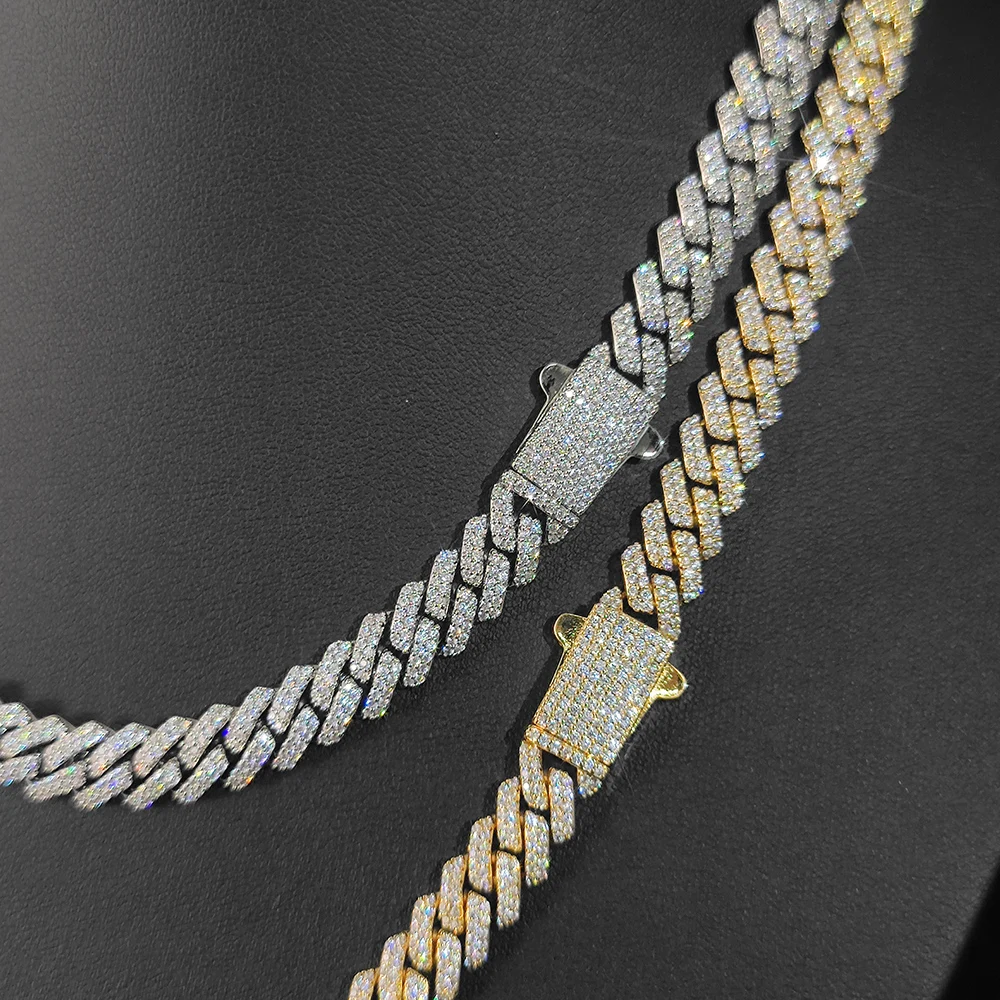 Wholesale 8Mm Hip Hop Jewelry 2 Rows Thin Cuban Link Chains Cubic Zirconia Iced Out Argenteous For Girl Cuban Necklaces Men