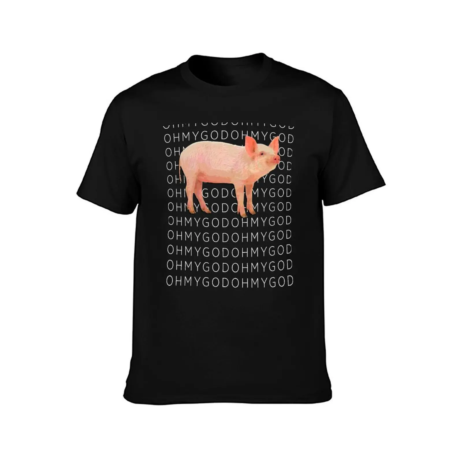 Shane Pig Oh my God T-Shirt Summer Casual Cotton Tee Oversized Streetwear Tops Vintage Graphic Print Loose Fit Short Sleeve