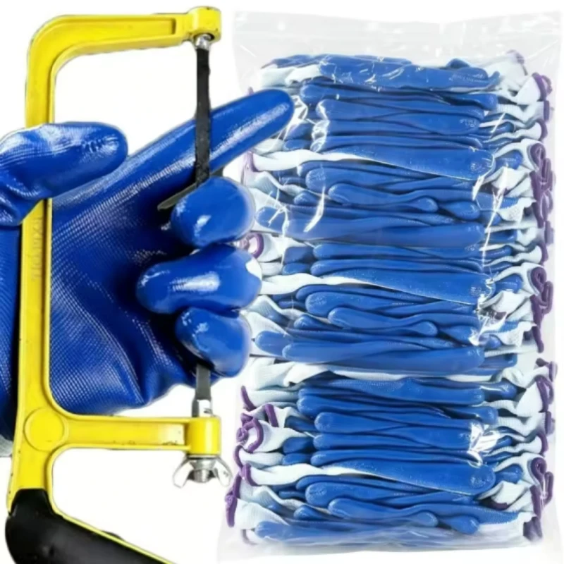 Safety Working Gloves Premium Nitrile Coated Builders Excellent Grip Gardening Grip Industrial Protective Work Flexible Gloves