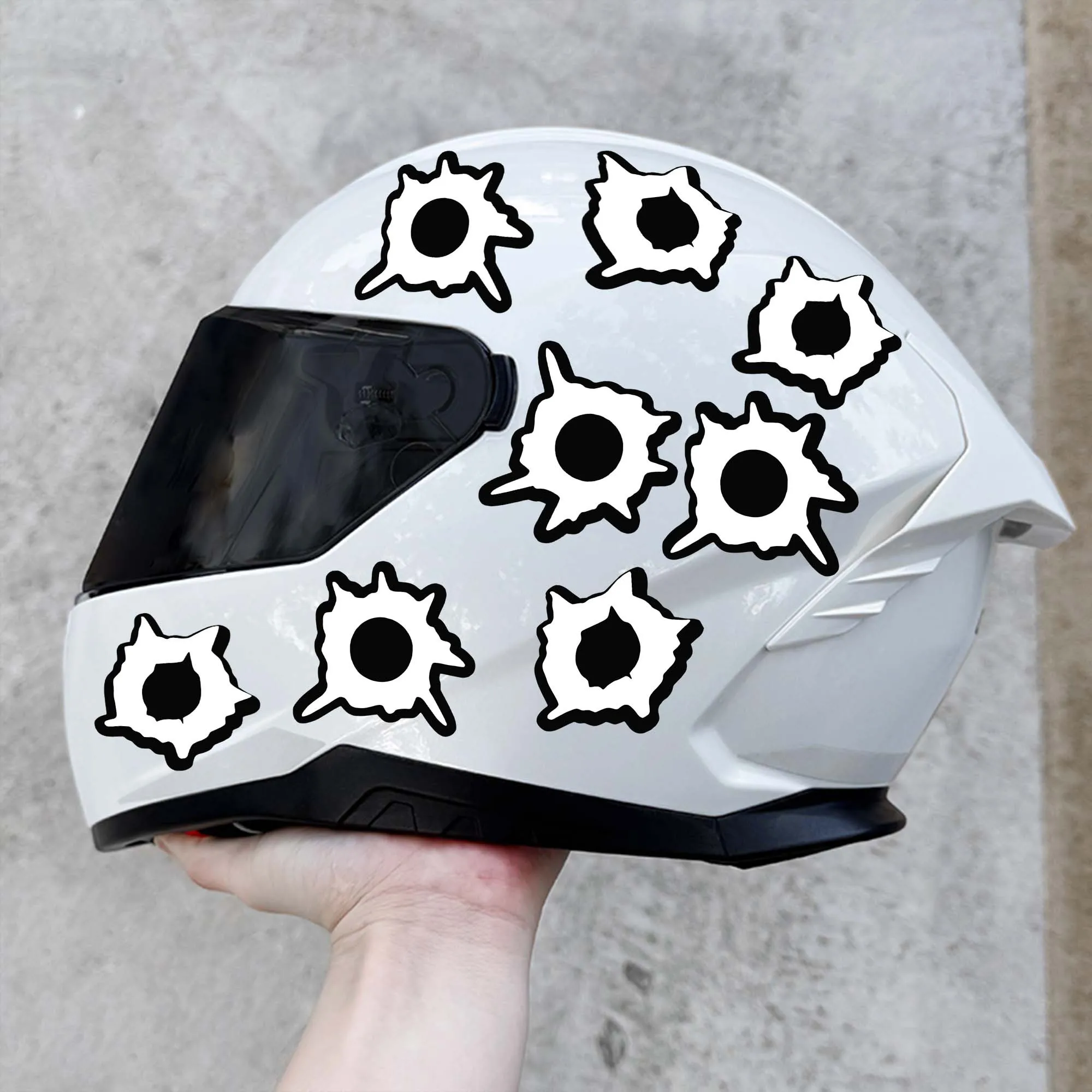 

Decorative Front Shroud, Fuel Tank, Side Panels, Bicycle, Vinyl Realistic Bullet Hole Motorcycle Helmet Sticker, Waterproof