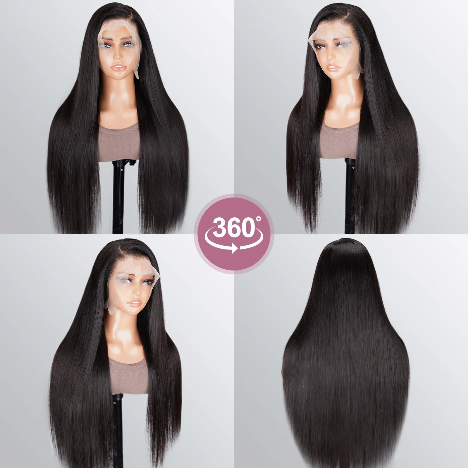 360 Full Lace Human Wig Invisible Drawstring Frontal Wig 13x6 Straight HD Transparent Lace Front Wigs Human Hair 250% Density