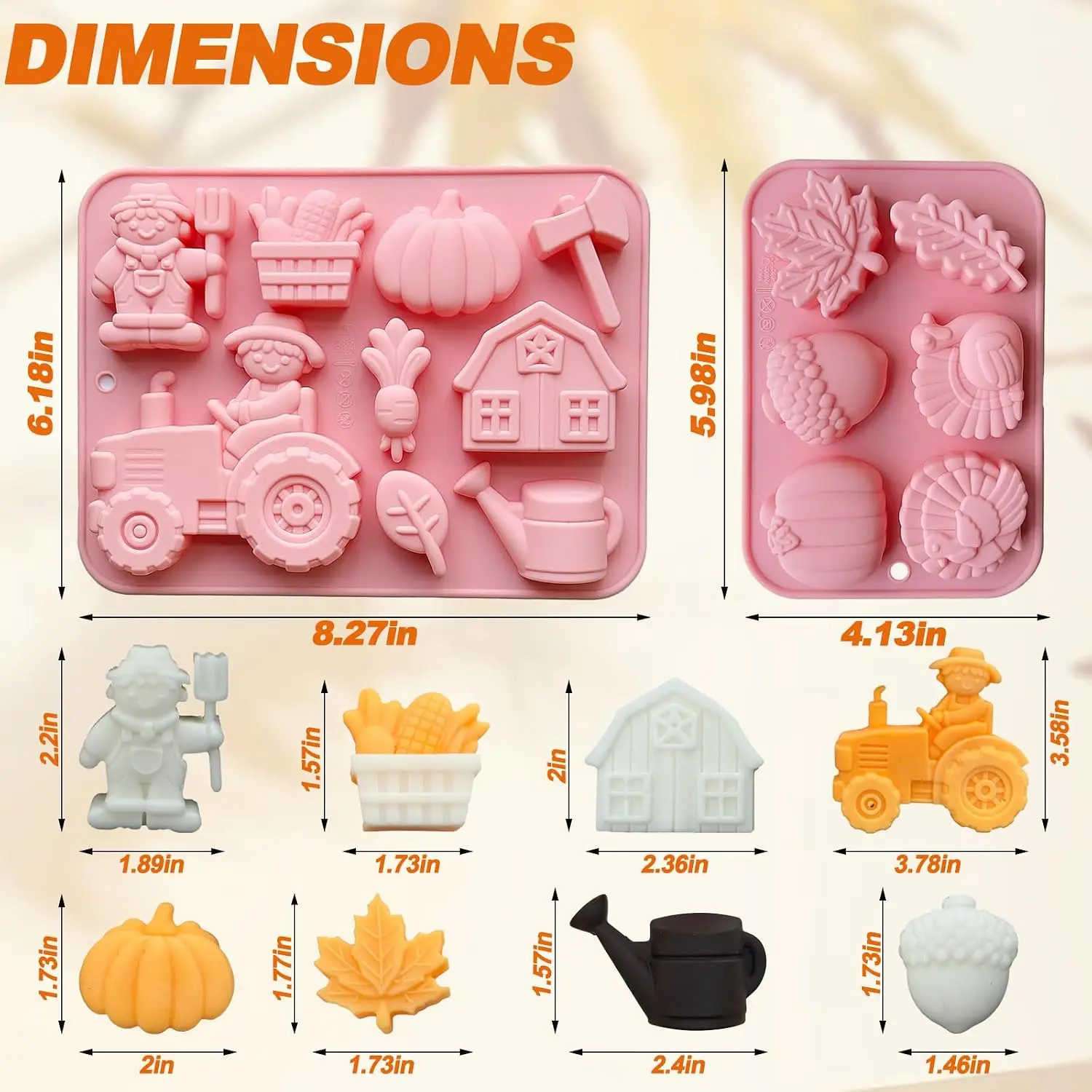 3D Pumpkin Silicone Mold Fall Farm Tractor Halloween Thanksgiving Candy Chocolate Mould Autumn Maple Leaf Cake Decorating Tools
