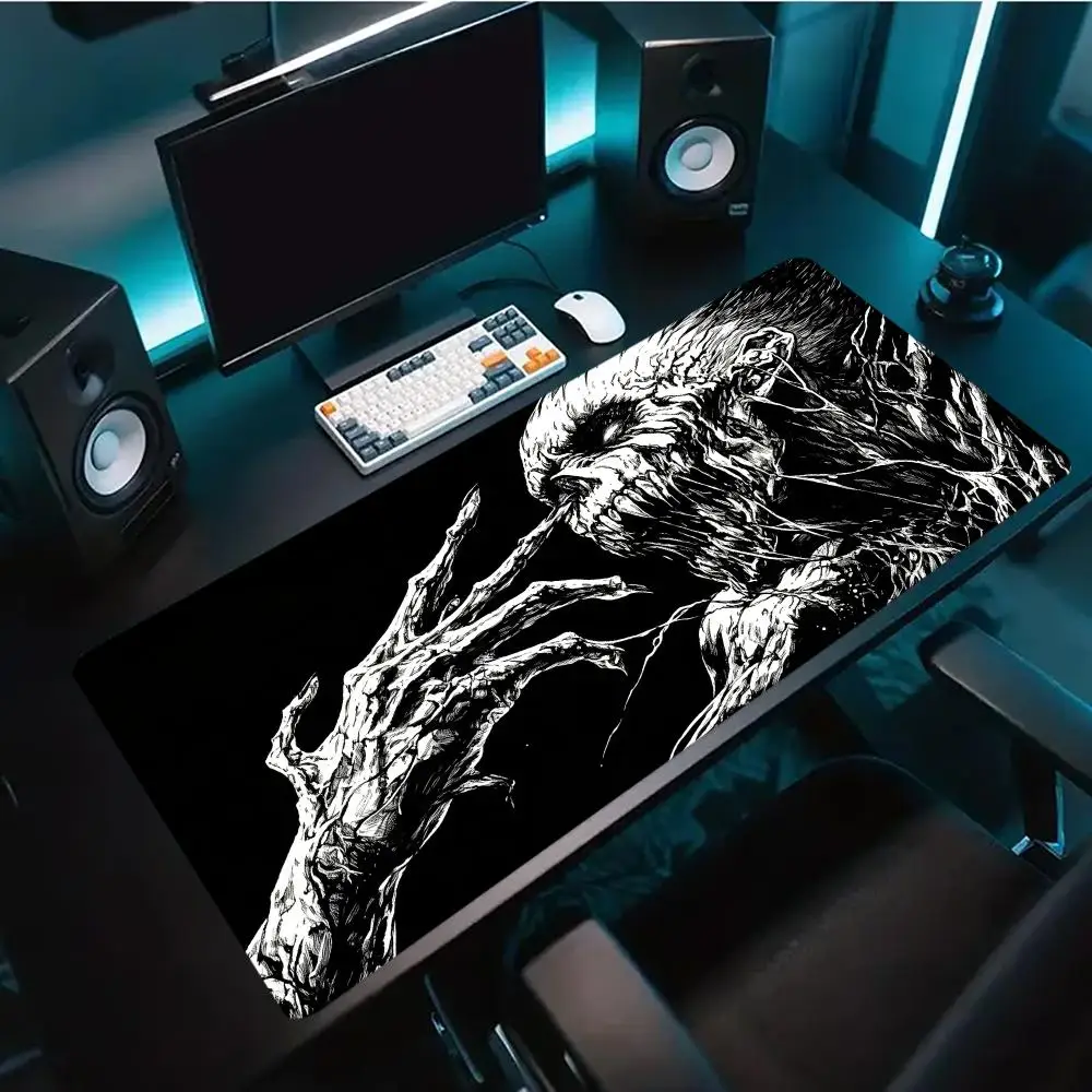 Black Horror Skull Monster Large Extended Gaming Mouse Pad Non Slip Desk Mat Creepy Skeleton Creature Art Keyboard Mouse pad