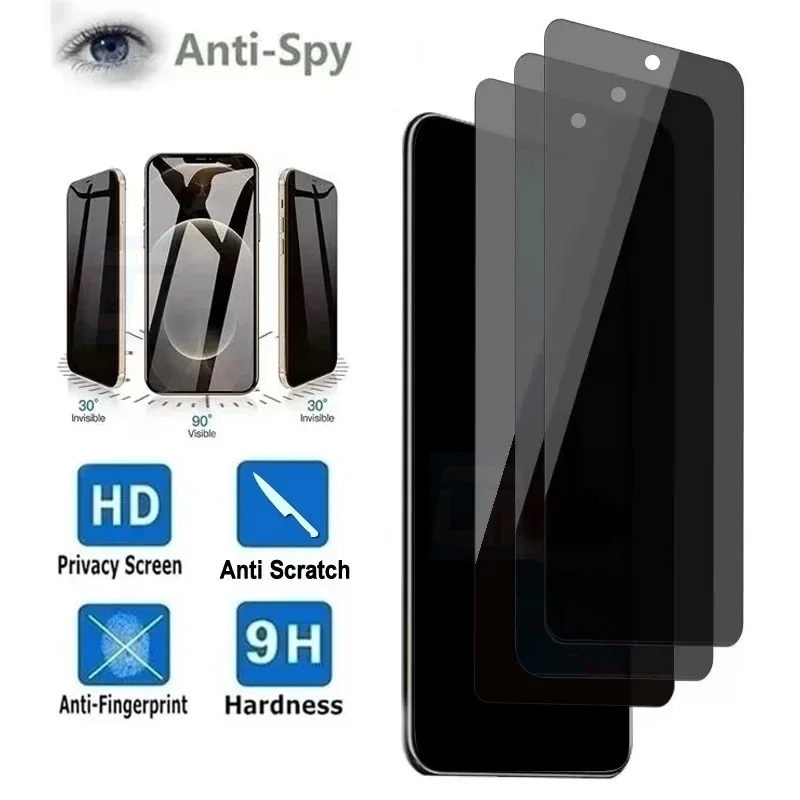 1-3 قطعة واقي شاشة زجاجي مؤقت للخصوصية لهاتف Xiaomi Redmi 10 Prime 2022 12t Pro K60E Note 12 Pro 12 Pro + مضاد للتجسس