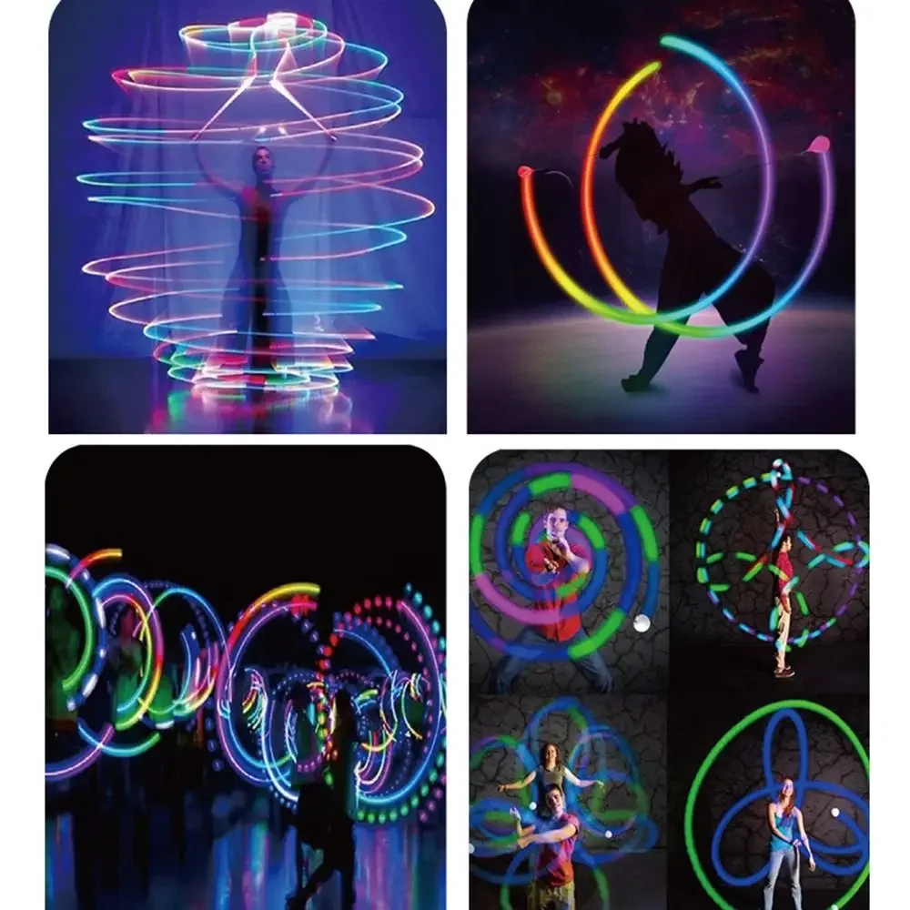 สีสัน LED POI Ball กันน้ําแบบพกพา RGB Glowing Hand Props ยืดความคิดสร้างสรรค์ลูกบอลหมุนการออกกําลังกายโยคะ