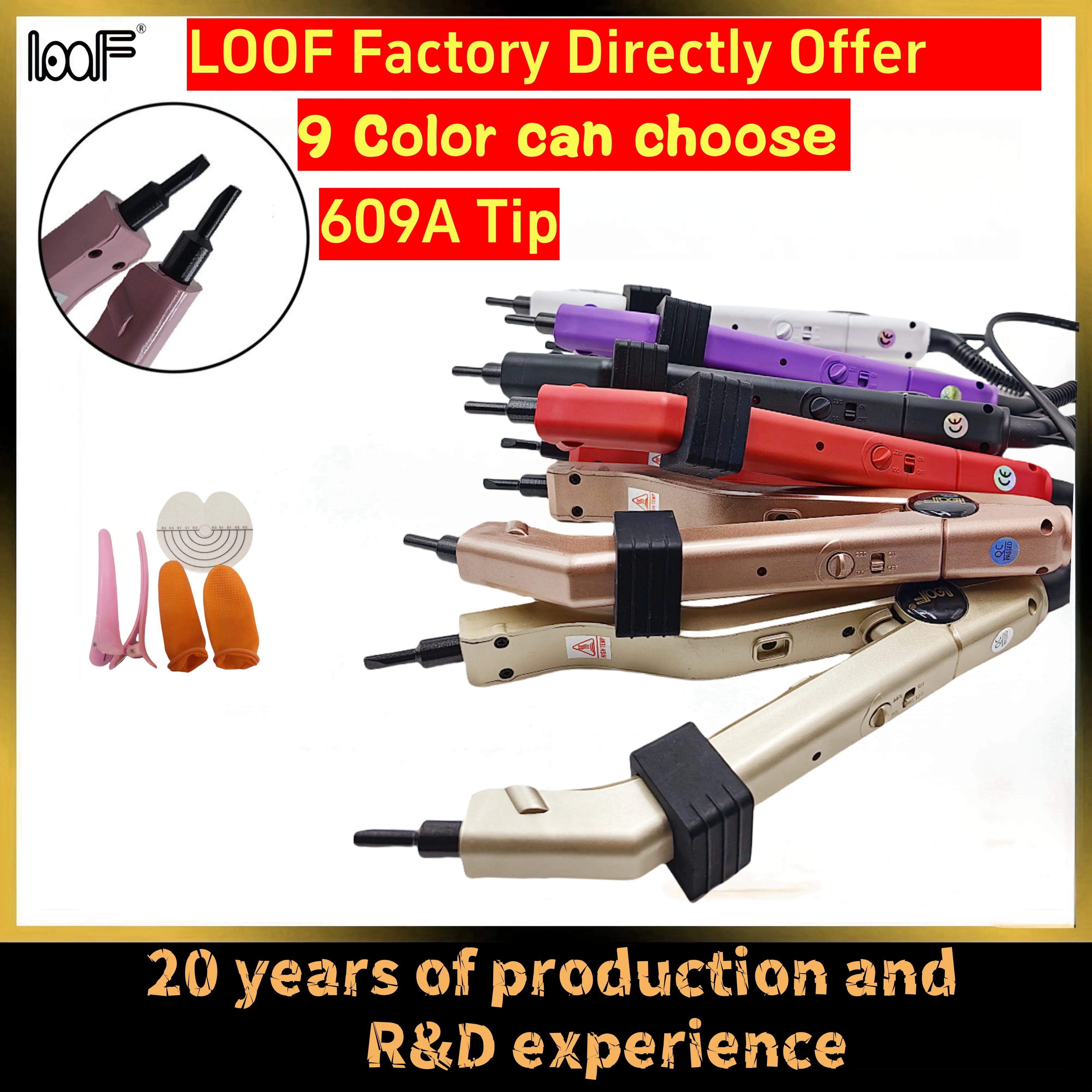 Oferta de fábrica, a mais recente ferramenta de extensão de cabelo de queratina ajustável 609A Ferro de extensão de cabelo de fusão de ligação de queratina