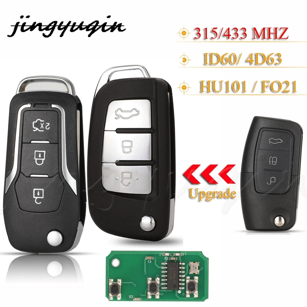 

Jingyuqin 3 кнопочный умный телефон 315 МГц/433 МГц для Ford Fiesta Focus 2 Ecosport Kuga Escape C Max Ka HU101/FO21 Blade