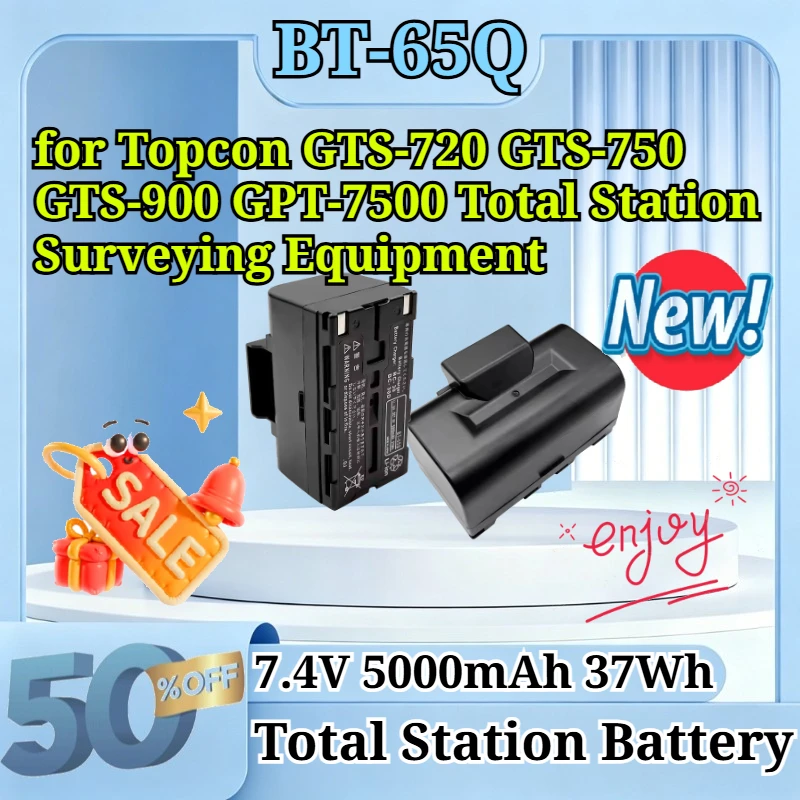 BT-65Q 7.4V 5000mAh Replacement Li-ion Battery for Topcon GTS-720 GTS-750 GTS-900 GPT-7500 Total Station Surveying Equipment