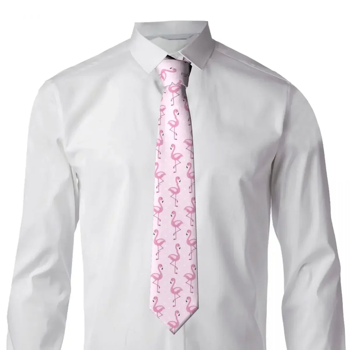 Cute Flamingo Tie Polka  Doodle Custom DIY Neck s Retro Casual Collar  Male Daily Wear Necktie Accessories