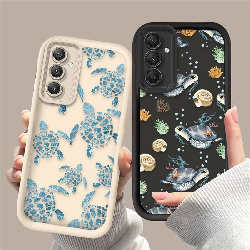 Soft Phone Case for Samsung Galaxy A55 A35 A25 A15 A05 A05S A24 A13 A23 A12 A22 A32 A52 A52S A71 A72 A51 Summer Cartoon Turtle