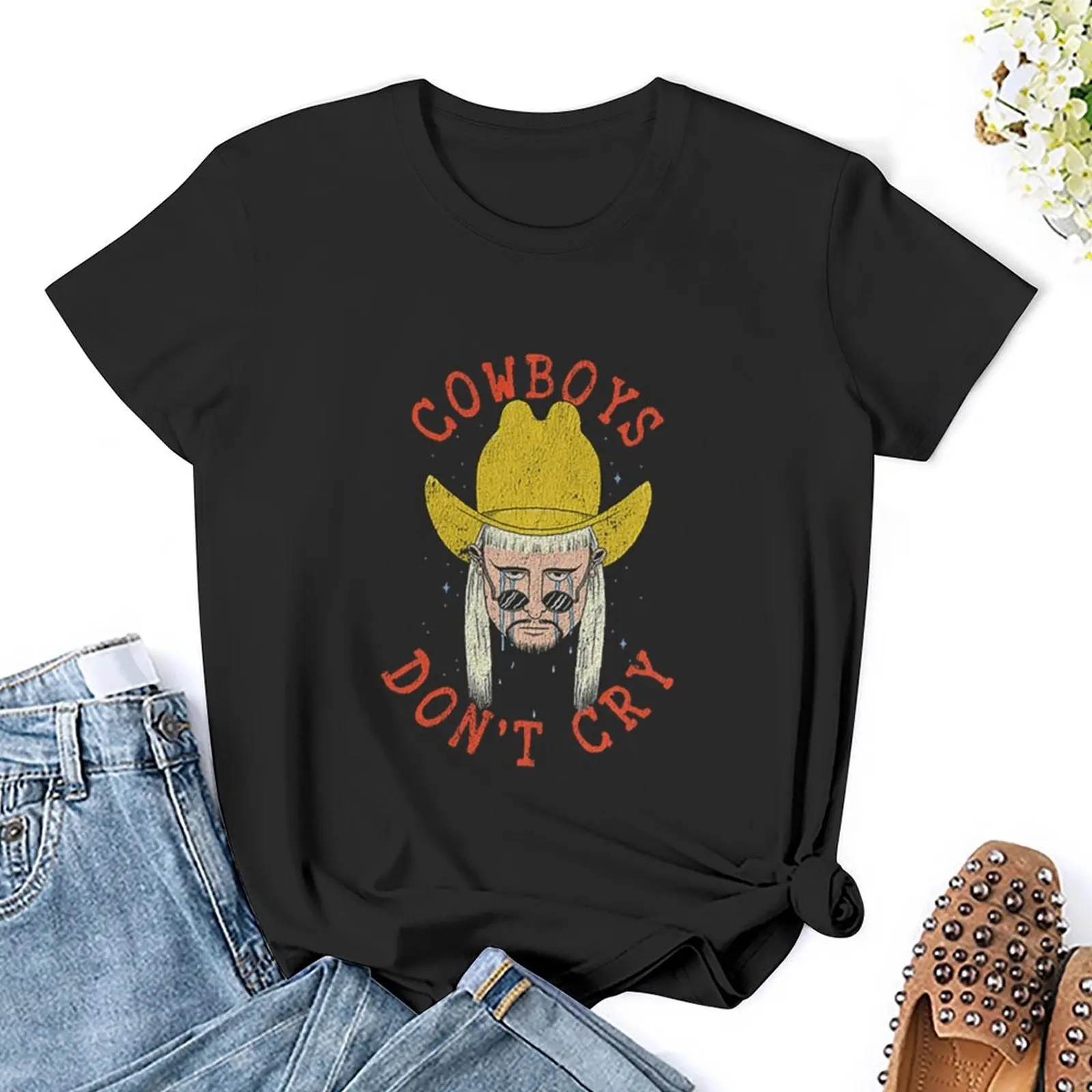 Camiseta de Oliver Tree Cowboys Don't Cry para mujer, ropa hippie de gran tamaño, ropa de primavera, 2024