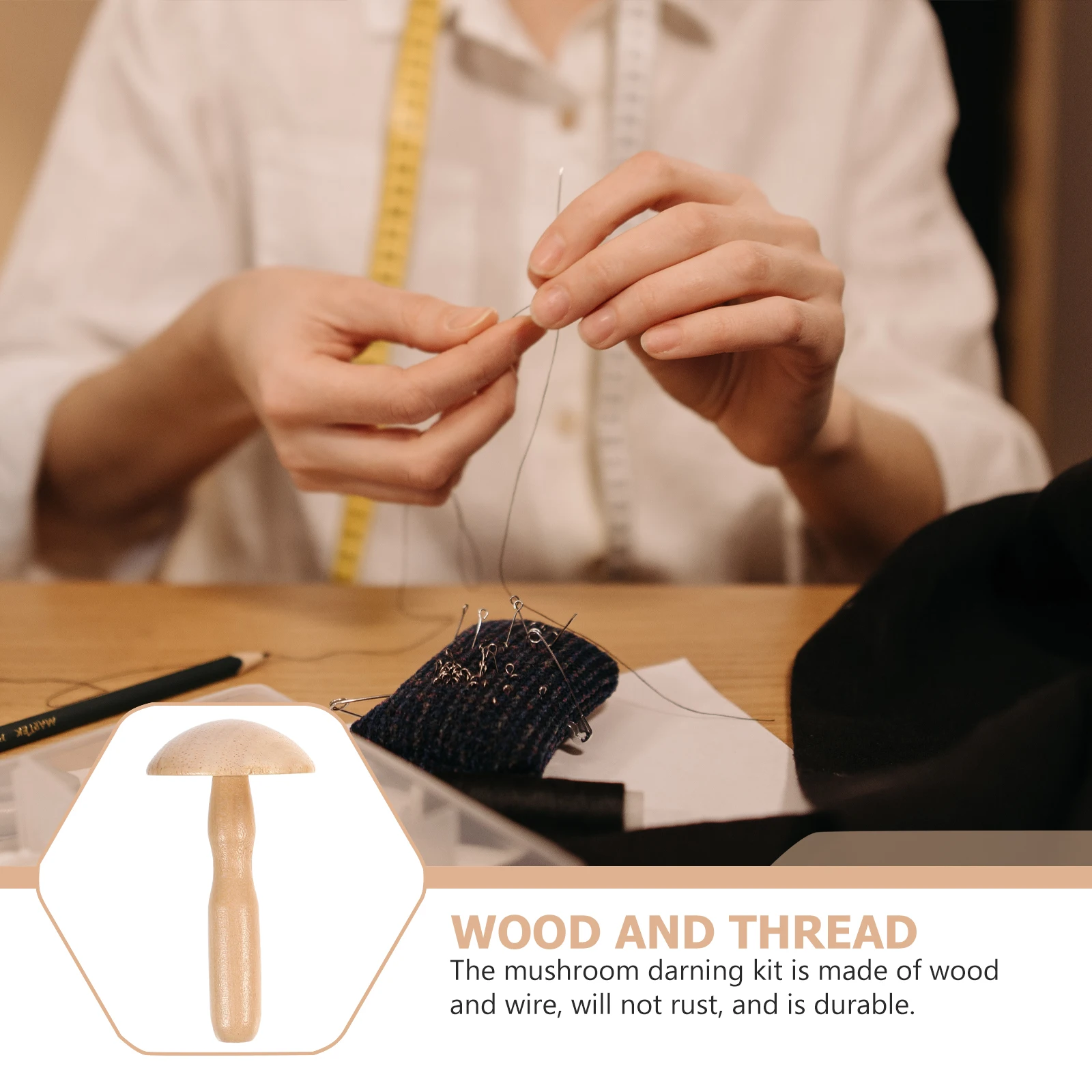 

Wooden Mushroom Darning Tool Solid Thread Patching Sewing Small Household Needle Travel Lightweight Comfortable