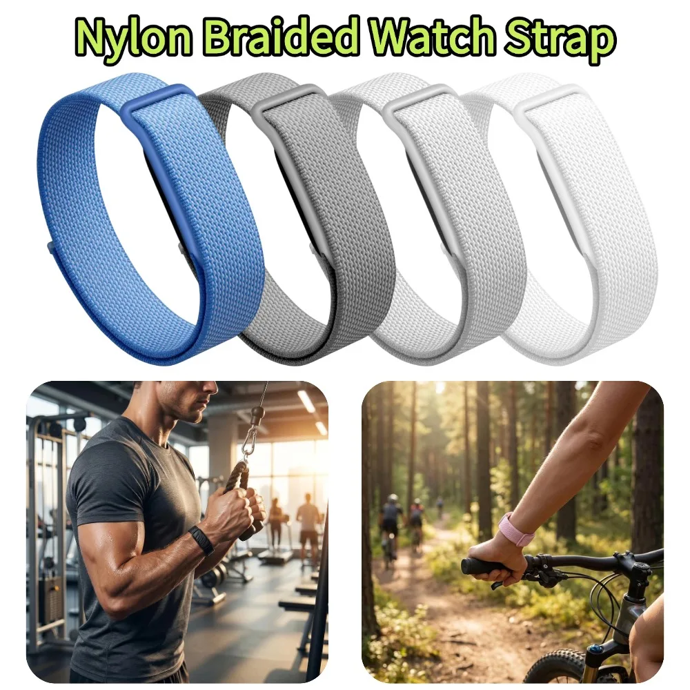 Nylon Braided Watch Strap Sport Loop Band Breathable Replacement Bracelet Wristband for Smartwatch Adjustable Smart Watchbands