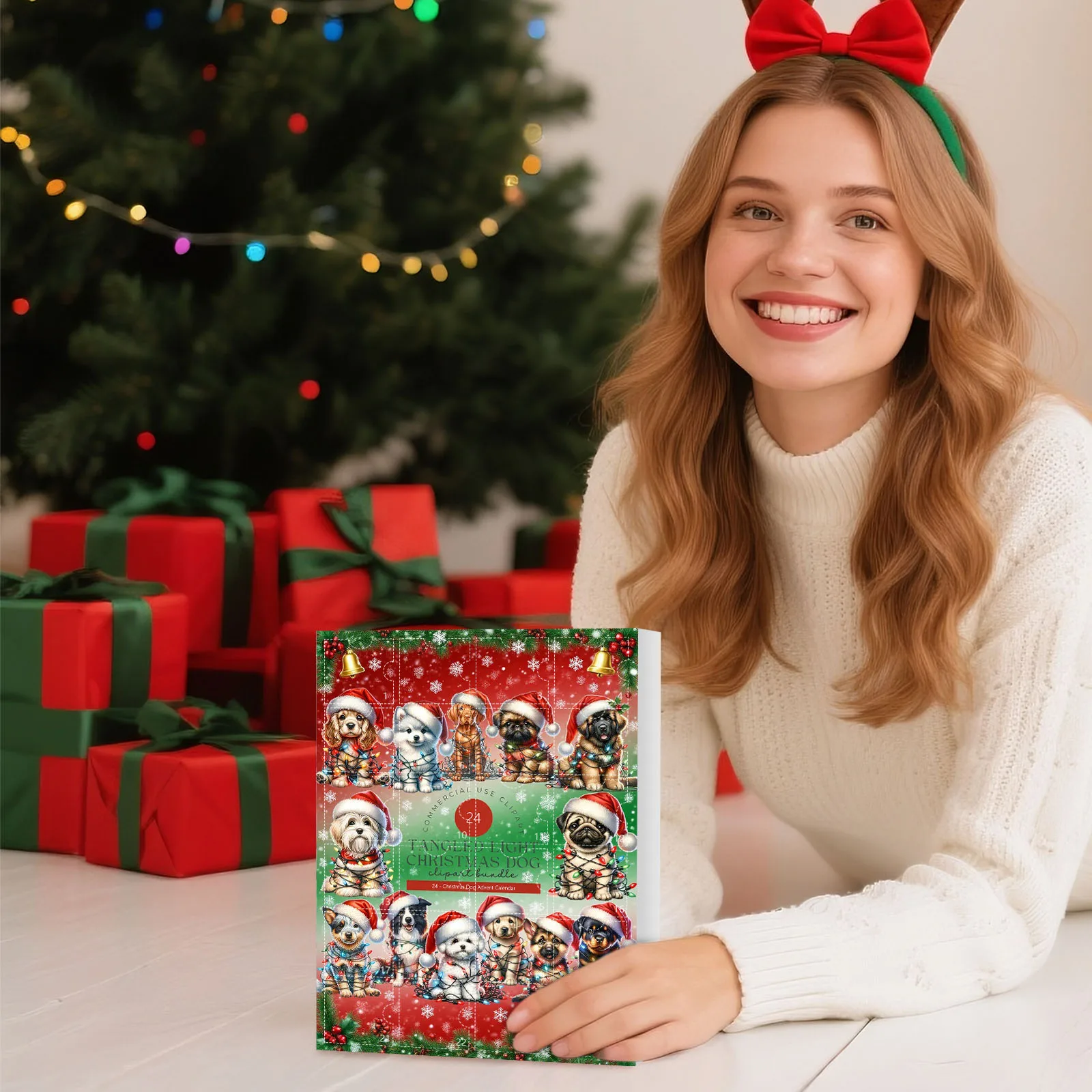 Albero di Natale Ciondolo in acrilico Calendario dell'Avvento per cani Calendario per il conto alla rovescia di Natale 2D Piatto in acrilico Decorazioni per la casa Giocattoli per timer da bagno