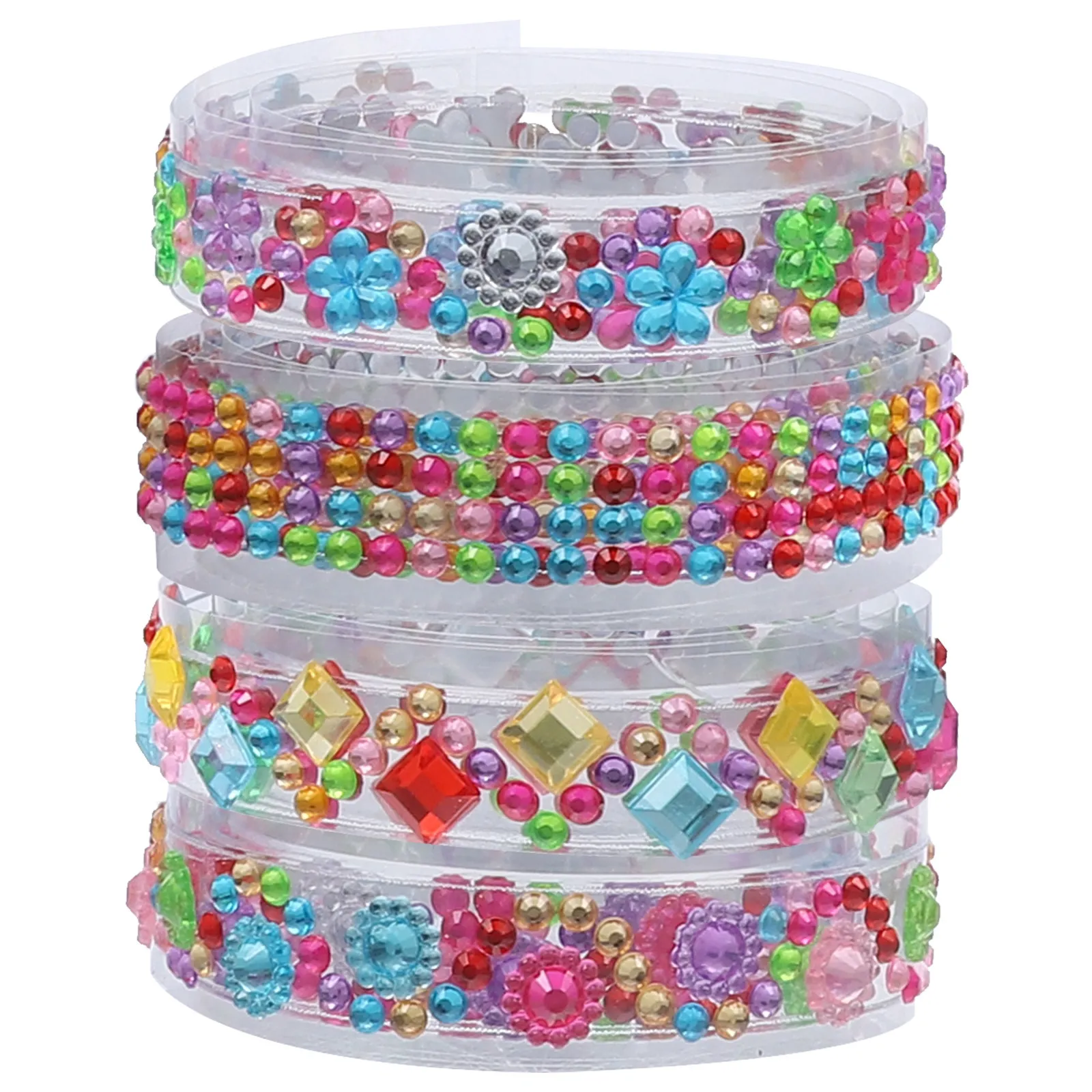 4 Rolls Self-Adhesive Acrylic Rhinestone Tape Sparkling Crystal Decorative DIY Craft Tape for Phone Cases Gift Boxes Glasses