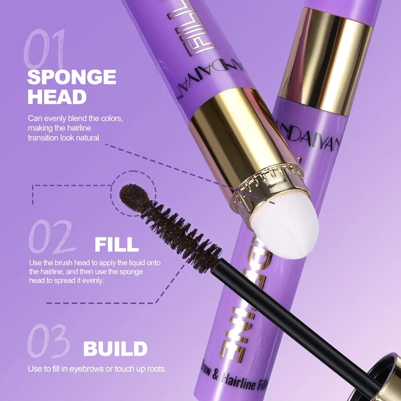 Teinture capillaire imperméable, Mascara à friser 3 en 1, tige de remplissage pour ligne de cheveux des sourcils, séchage rapide, Double tête, jetable