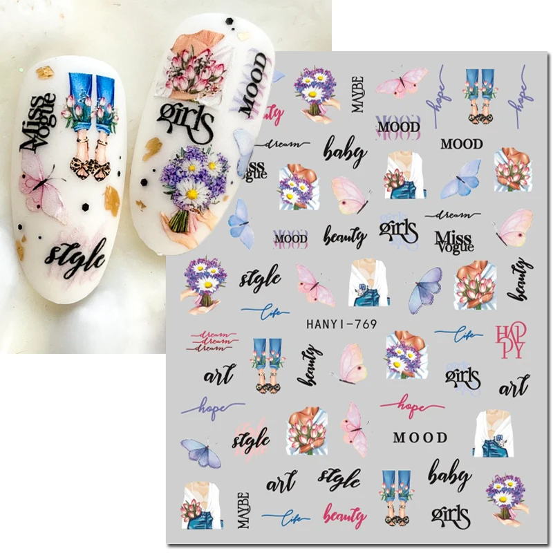 3d 네일 아트 데칼 가을 겨울 크리스마스 붉은 과일 푸른 새 솔방울 나무 꽃 네일 스티커... - 4