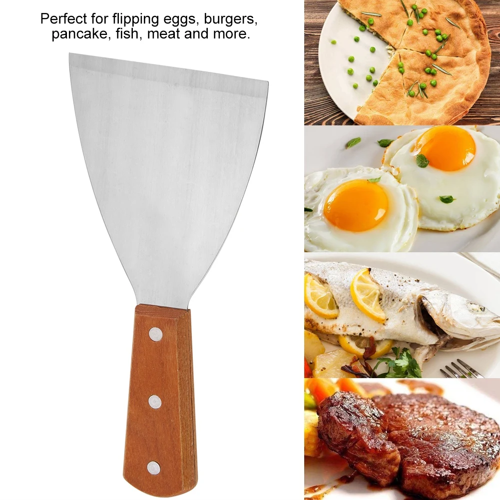 Stainless Steel Food Grade Shovel Scraper Non Stick Heat resistant BBQ Grill Beafsteak Spatula Turner Cooking Tool