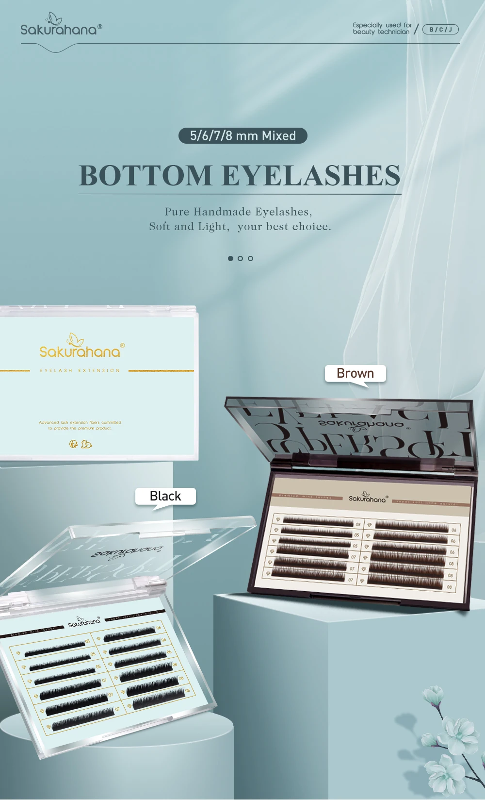 SAKURAHANA Untere Wimpern 0,07/0,10 Natürliche weiche untere klassische falsche Wimpernverlängerung B/C Curl 5-7 mm kurze Größen unter den Wimpern – Detail 1