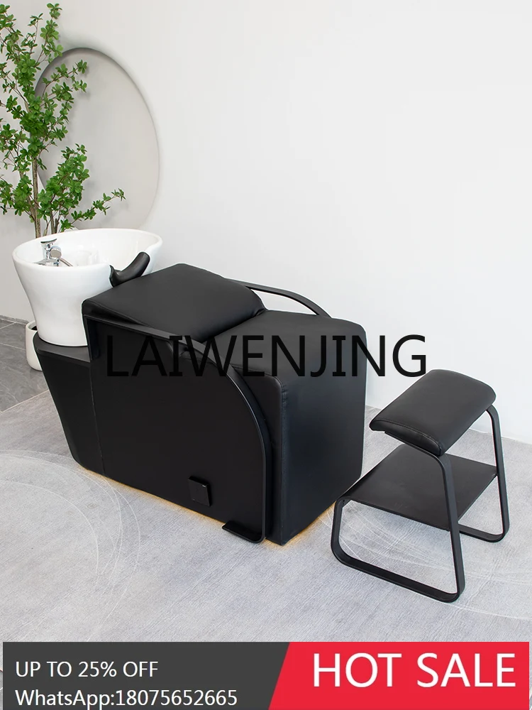 Barber Shop for Hair Salon Lying Half Shampoo Chair High-End Stainless Steel Ceramic Deep Basin Hair Punch Bed